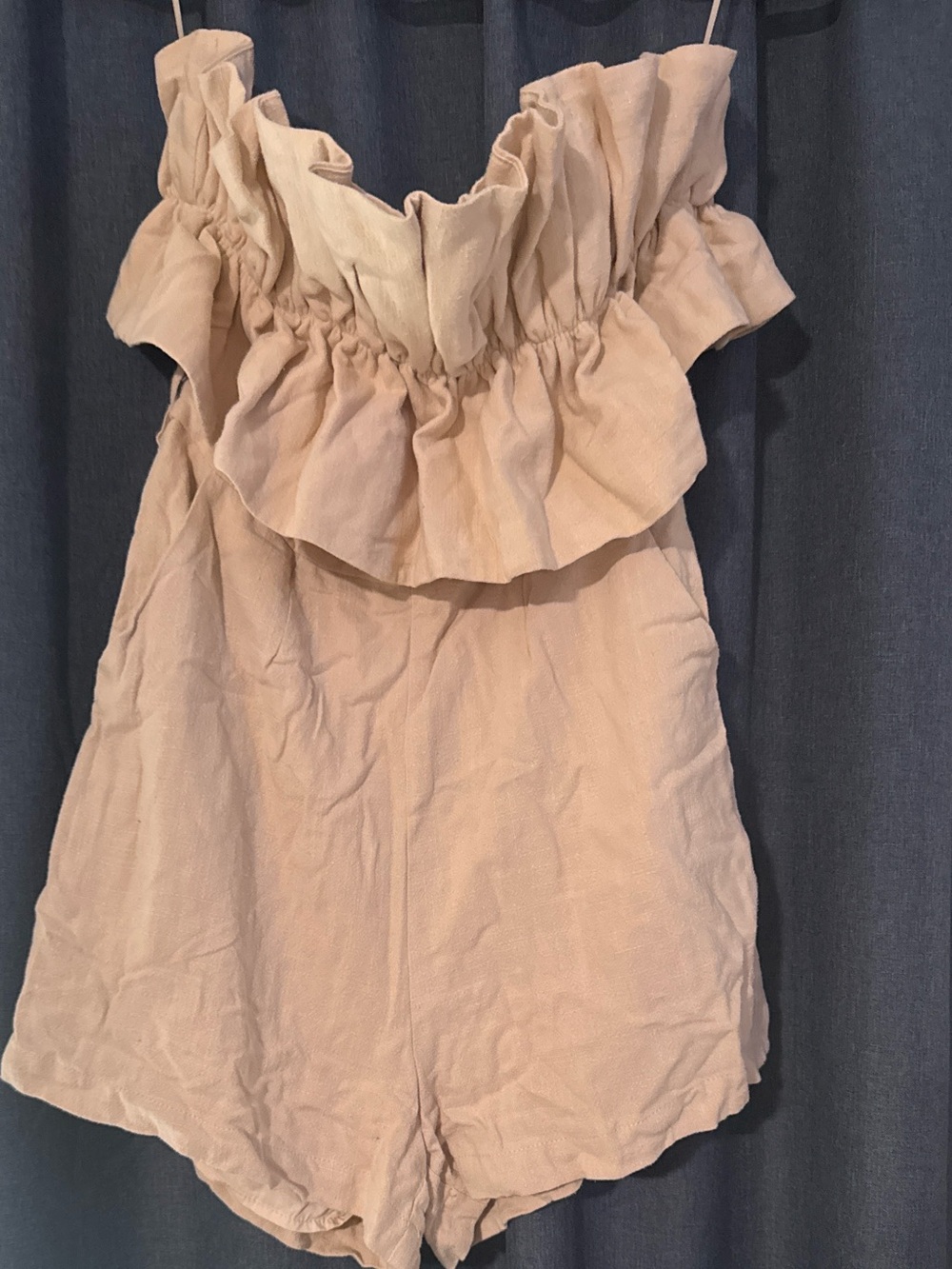 Mittoshop Linen Blend Ruffle Romper NWT
